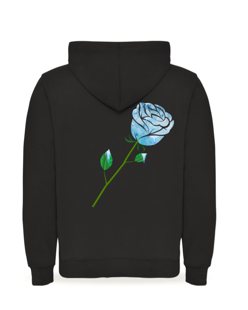 Black Hoodie Frozen Rose